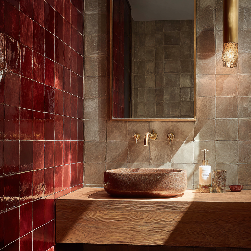 Matte vs. Glossy Red Tiles