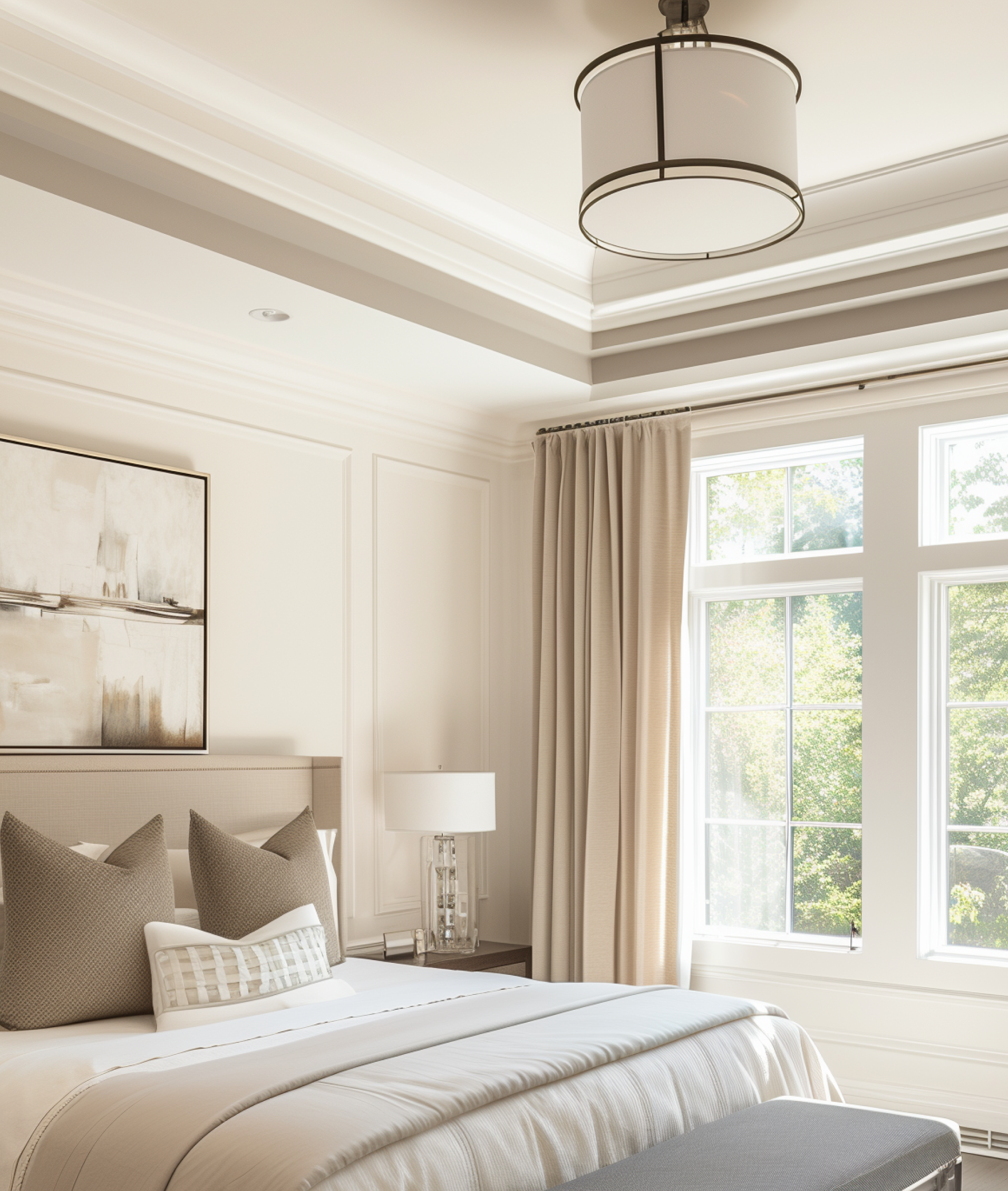 Modern Tray Ceiling Ideas for Master Bedroom – same color