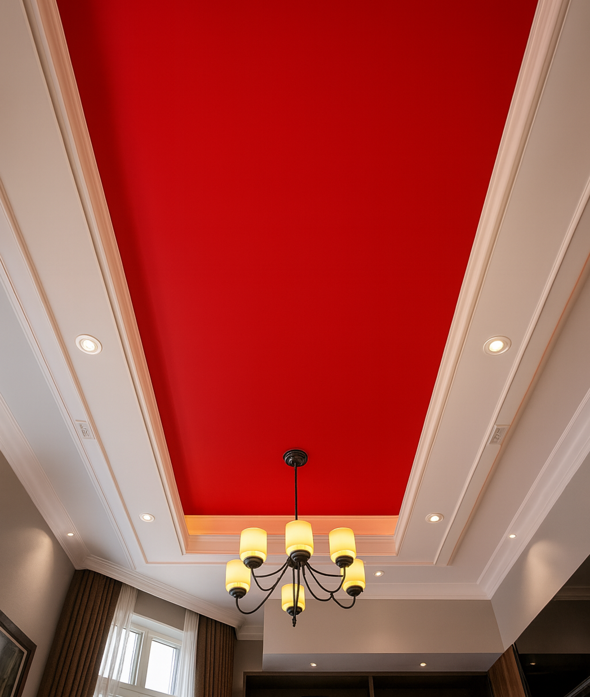 Modern Tray Ceiling Ideas for Master Bedroom - bold color