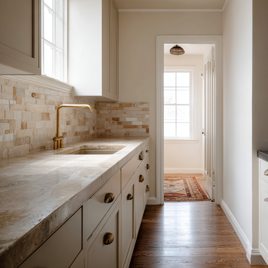 Natural stone bungalow kitchen