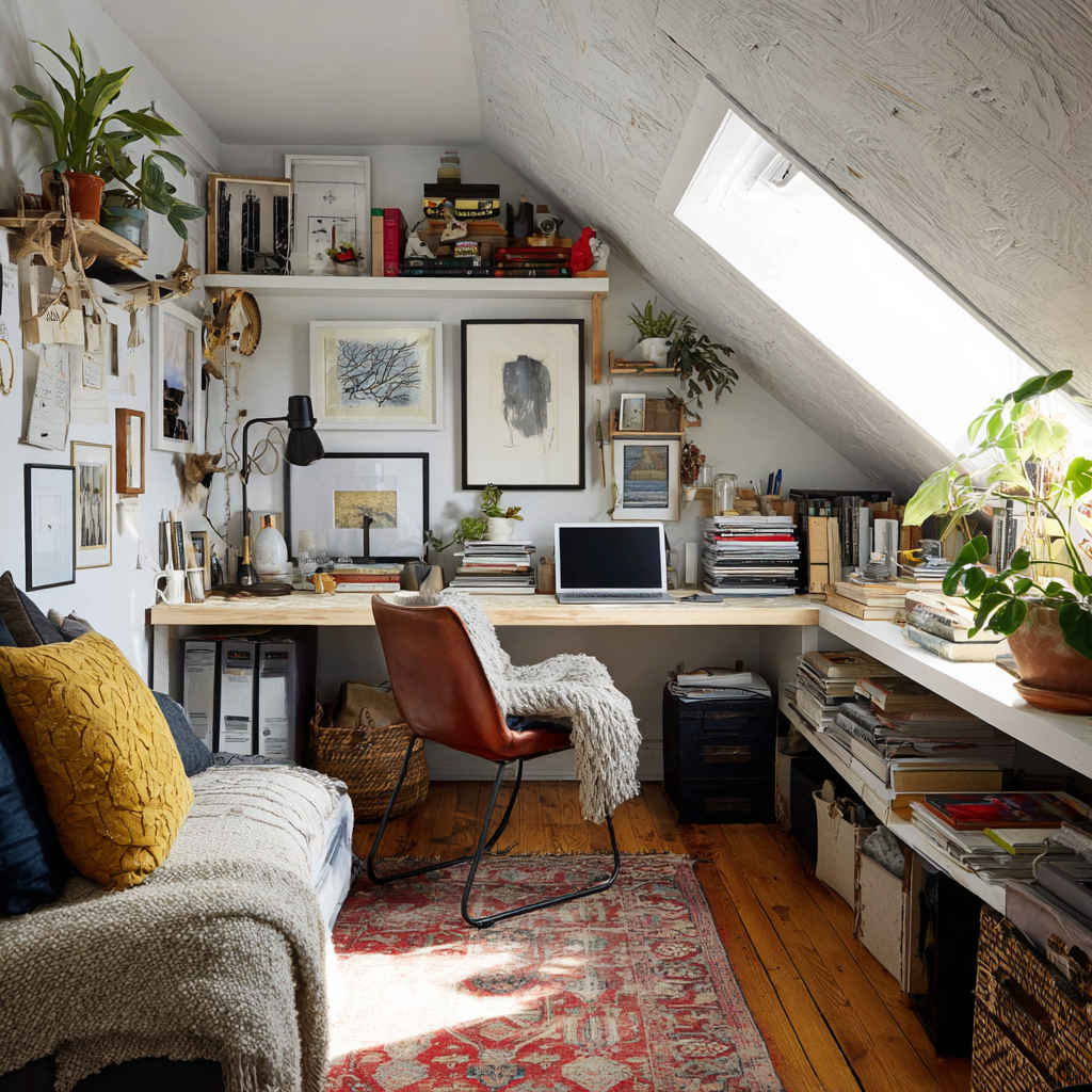Office remodeled small attic