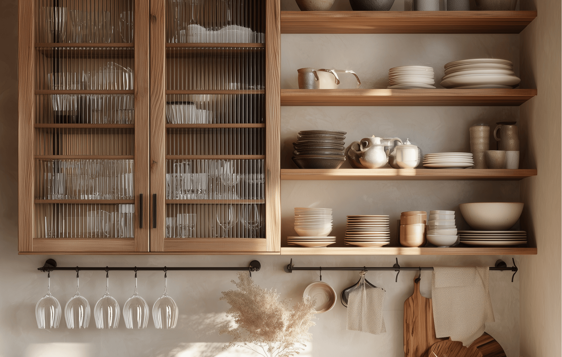 Open Kitchen Cabinets Without Doors-Mixed Glass Doors