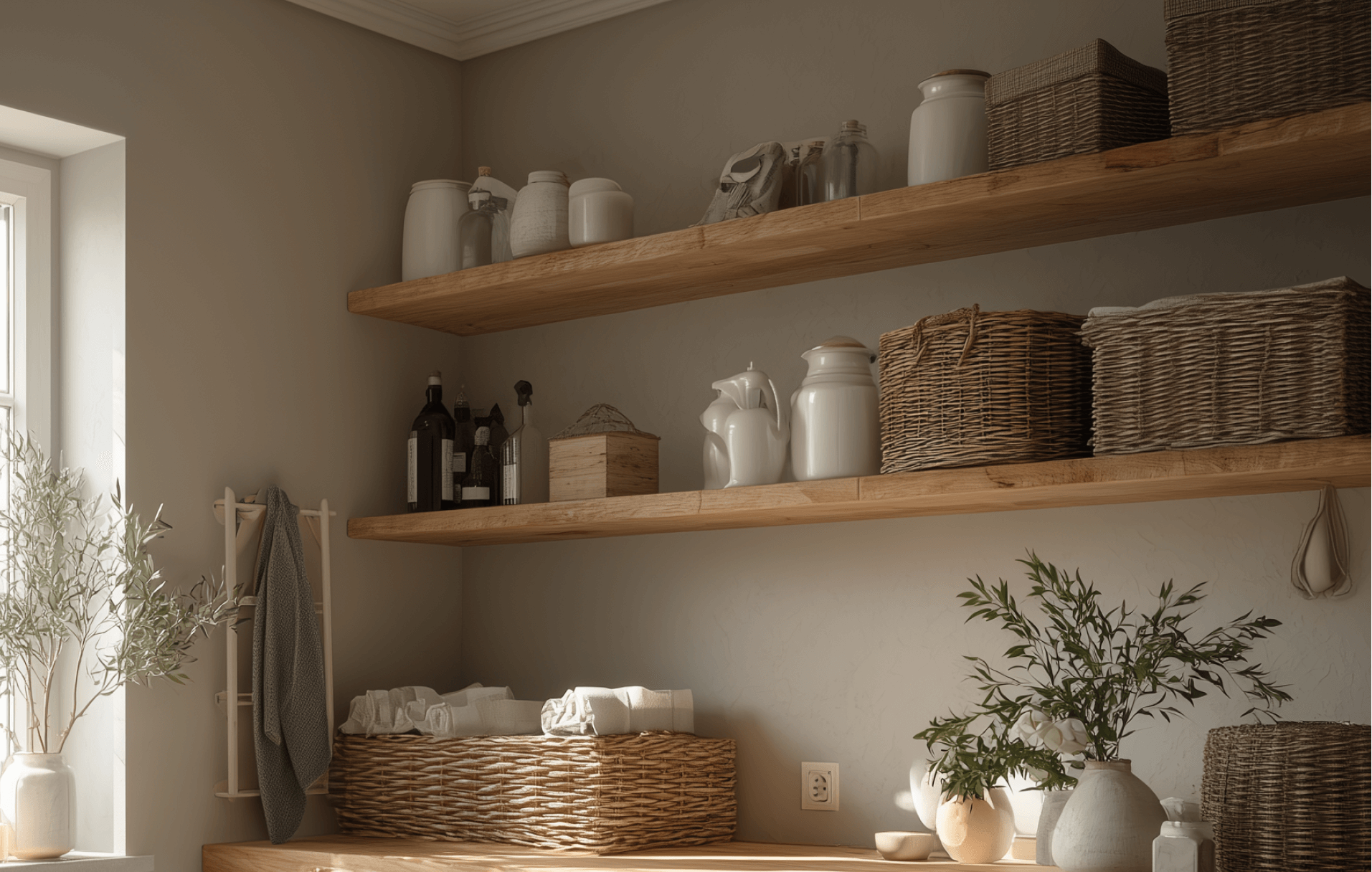 Open Kitchen Cabinets Without Doors-Open Shelves Baskets