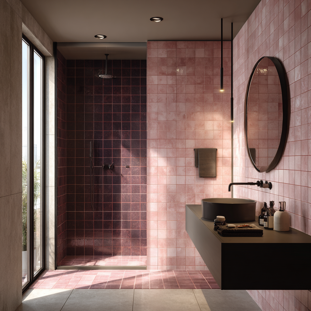Pink an Purple Mixed Bathroom Tiles