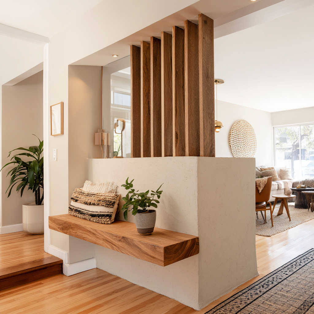 Pony Wall With Wooden Beams