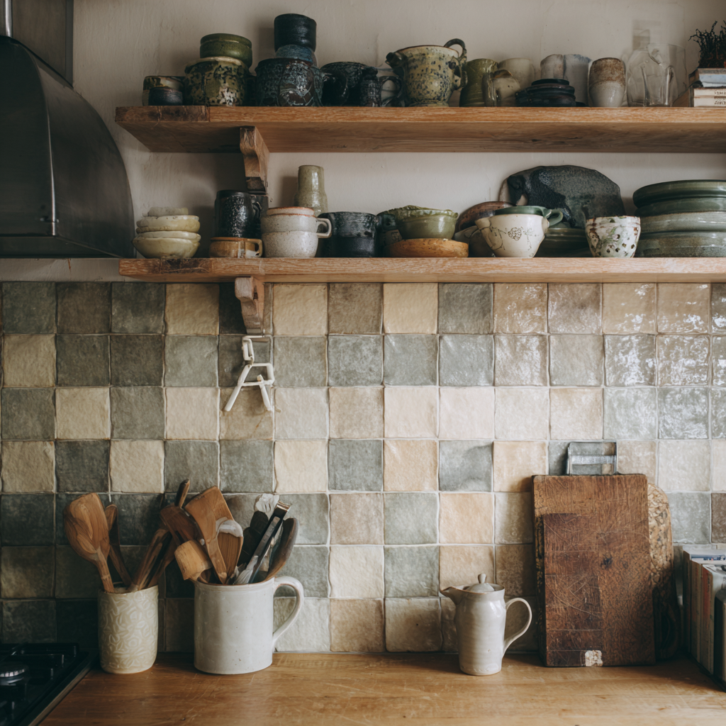 Small natural stone kitchen backsplash