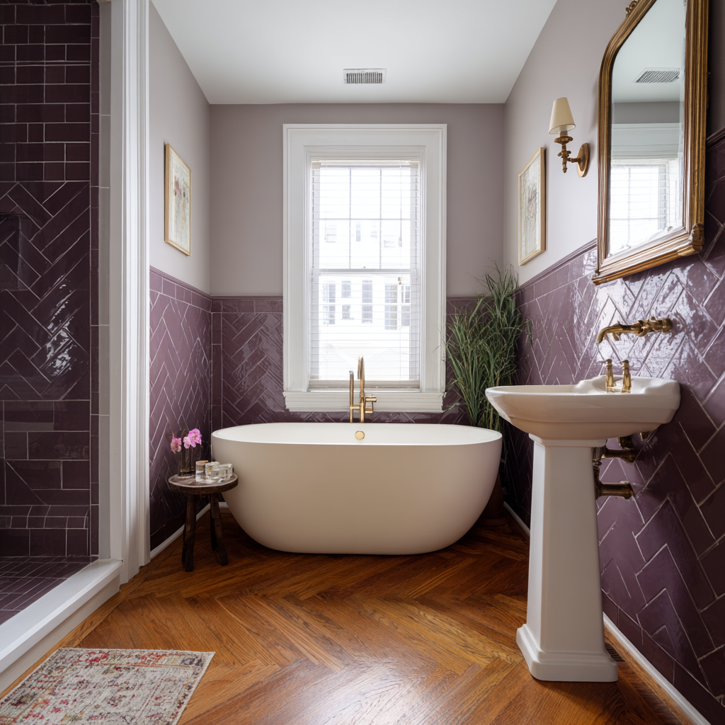 Square Plum Tile Bathroom