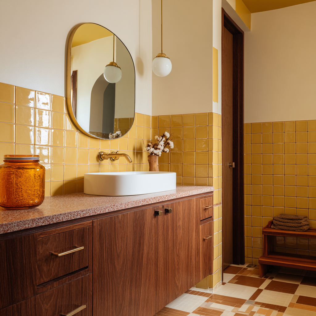 Square tile 1970s Half Wall