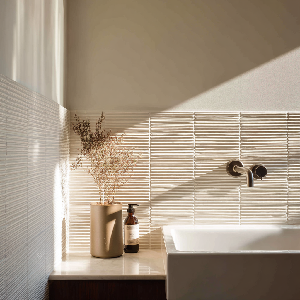 Texuted Half Wall Bathroom