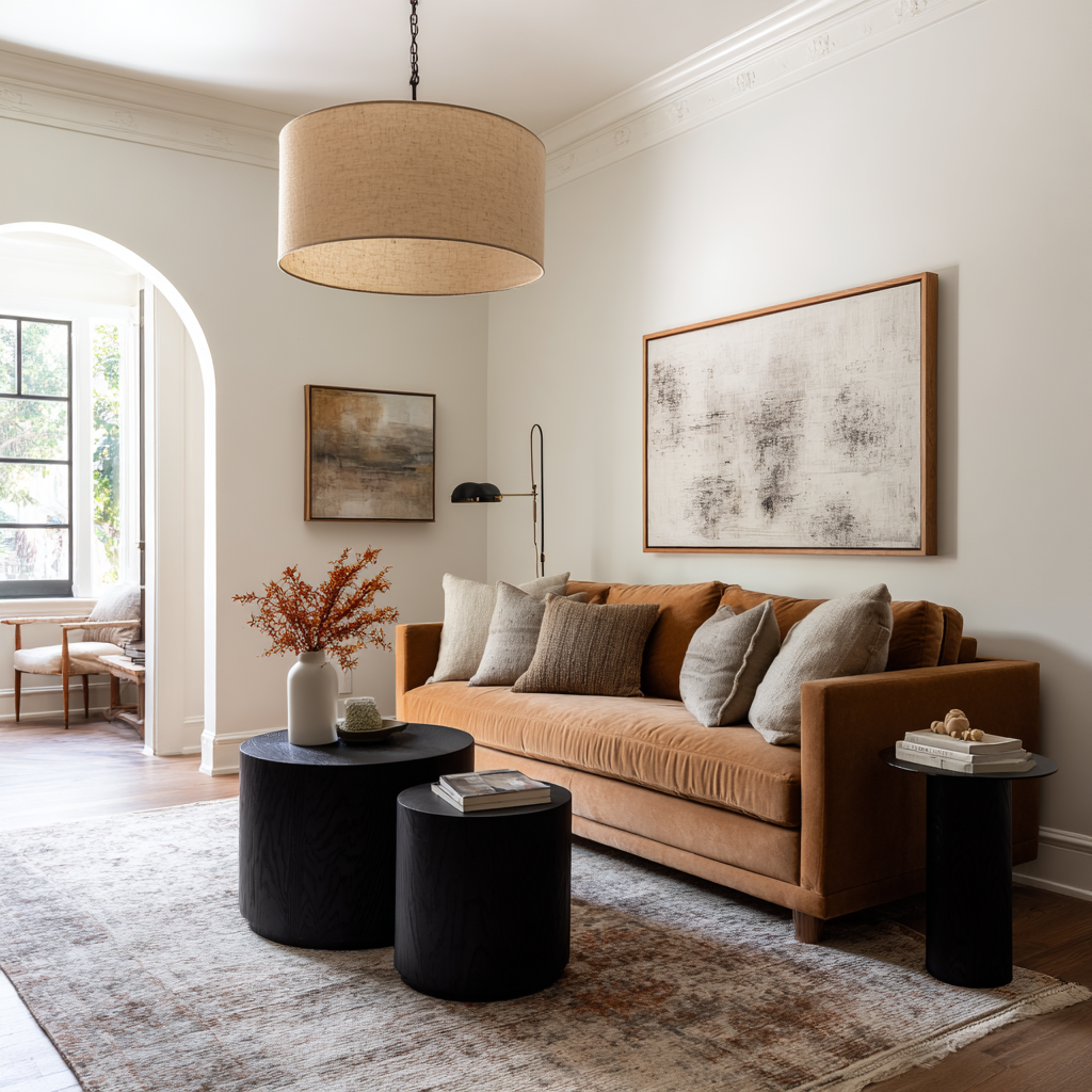 u5821215421_A_compact_living_area_with_a_warm_linen_drum_pend_87cec89c-9f72-42ba-8749-a723a3faeacd_0