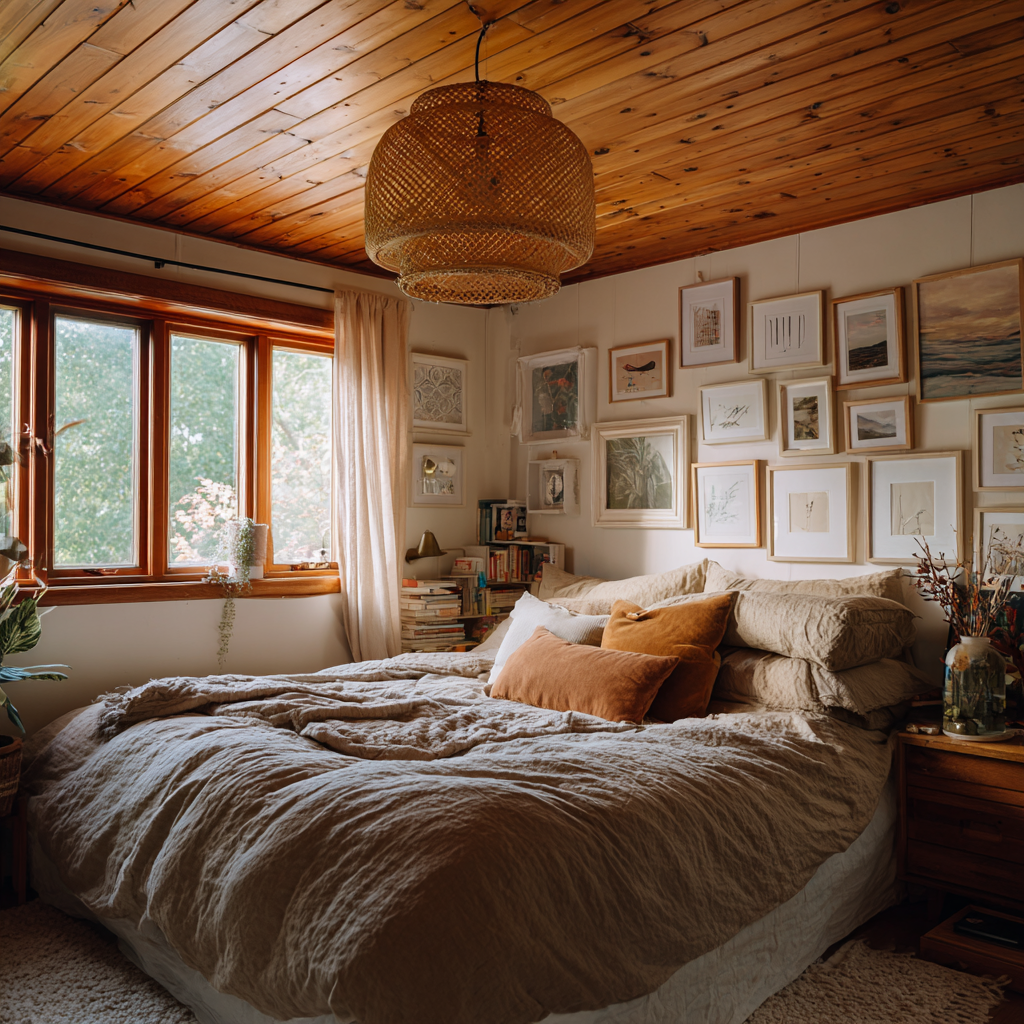 [Image 3: Warm honey-toned bedroom]