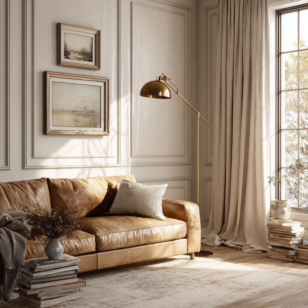 Image 8: Recessed wall frame moulding gives this living room quiet architectural structure without overpowering the space.