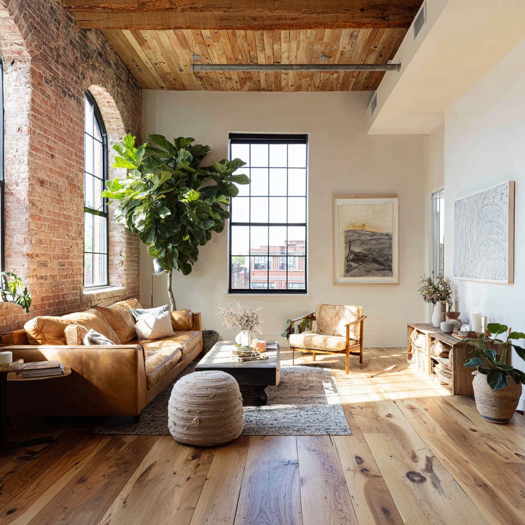 [Image 9: Urban loft with brick and reclaimed wood]