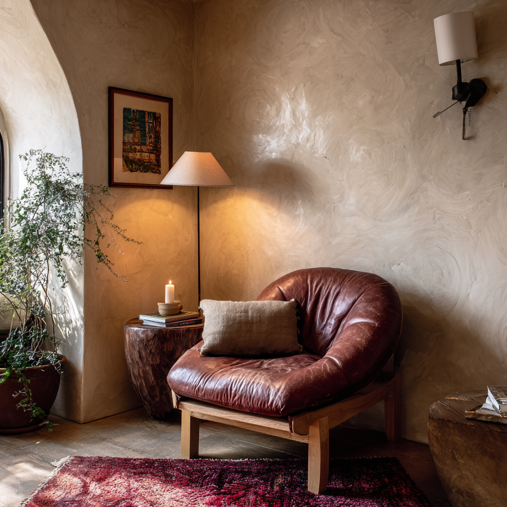 Cozy_nook_with_skip_trowel_swirl_plaster_walls