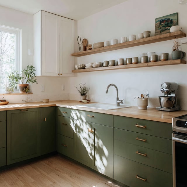 A bright, airy kitchen designed in a contemporary 