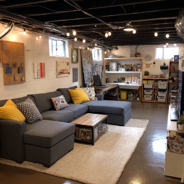 Partially finished basement