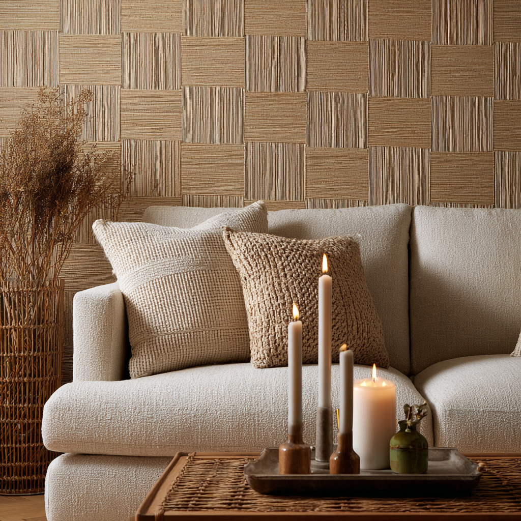 woven basket weave panel living room