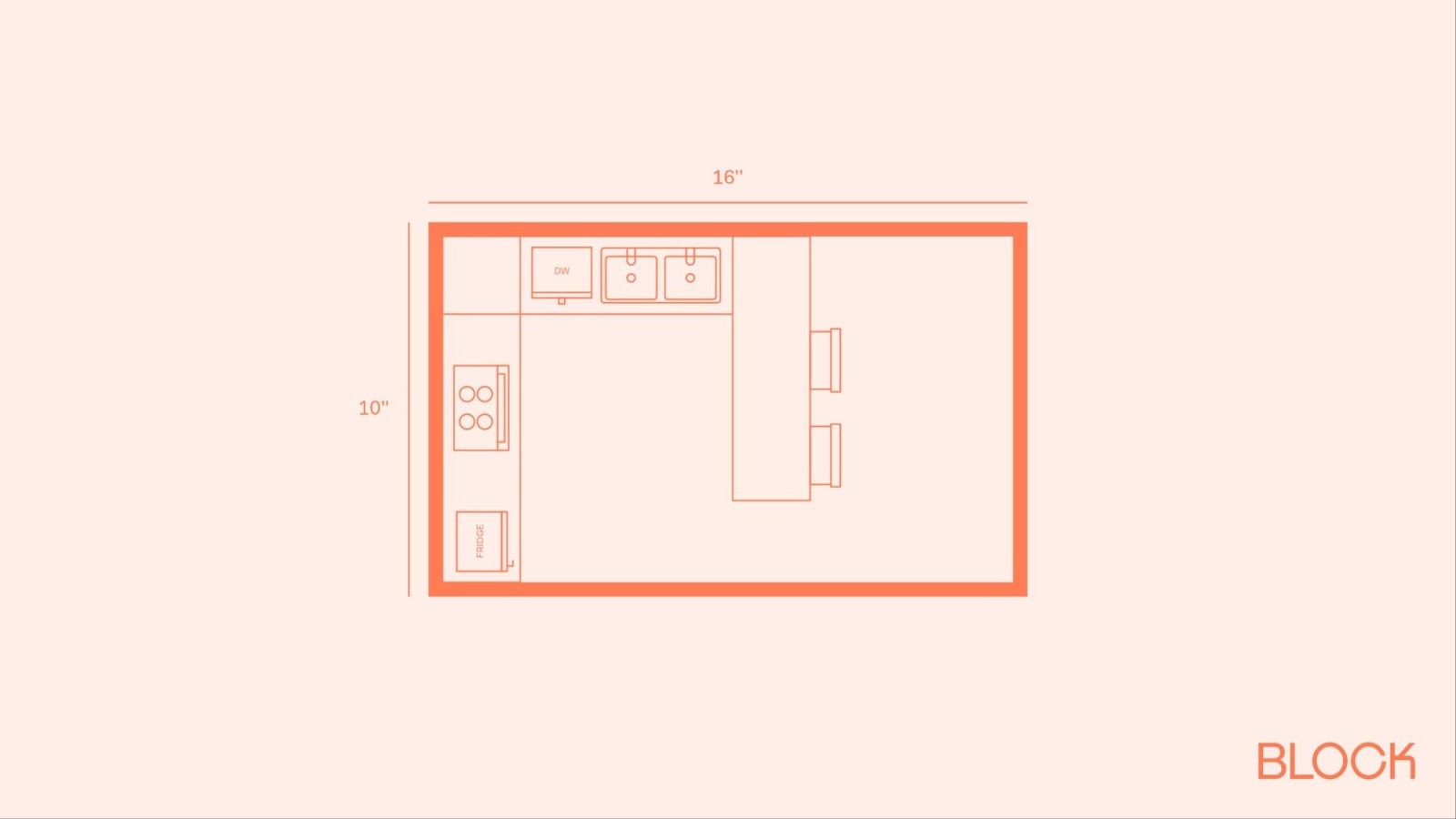 Block kitchen plan 16x10 layout idea